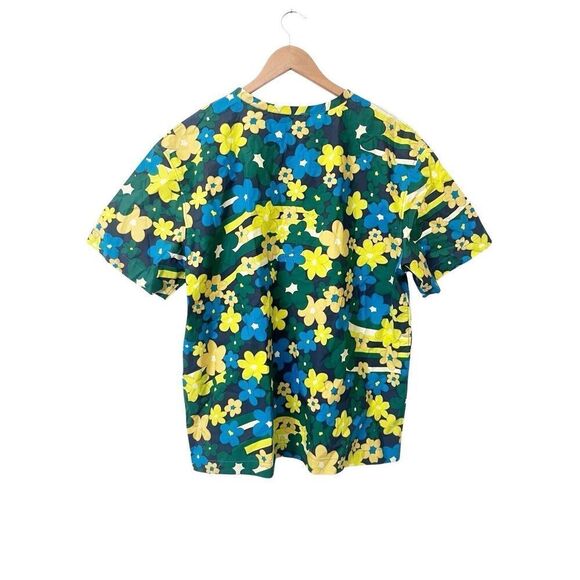 Marni Green Blue Yellow Floral Print Cotton T-Shirt Size EU 42/US 8 - Picture 5 of 7